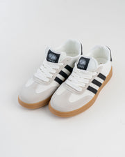 Men's White Sneakers with Black Stripes