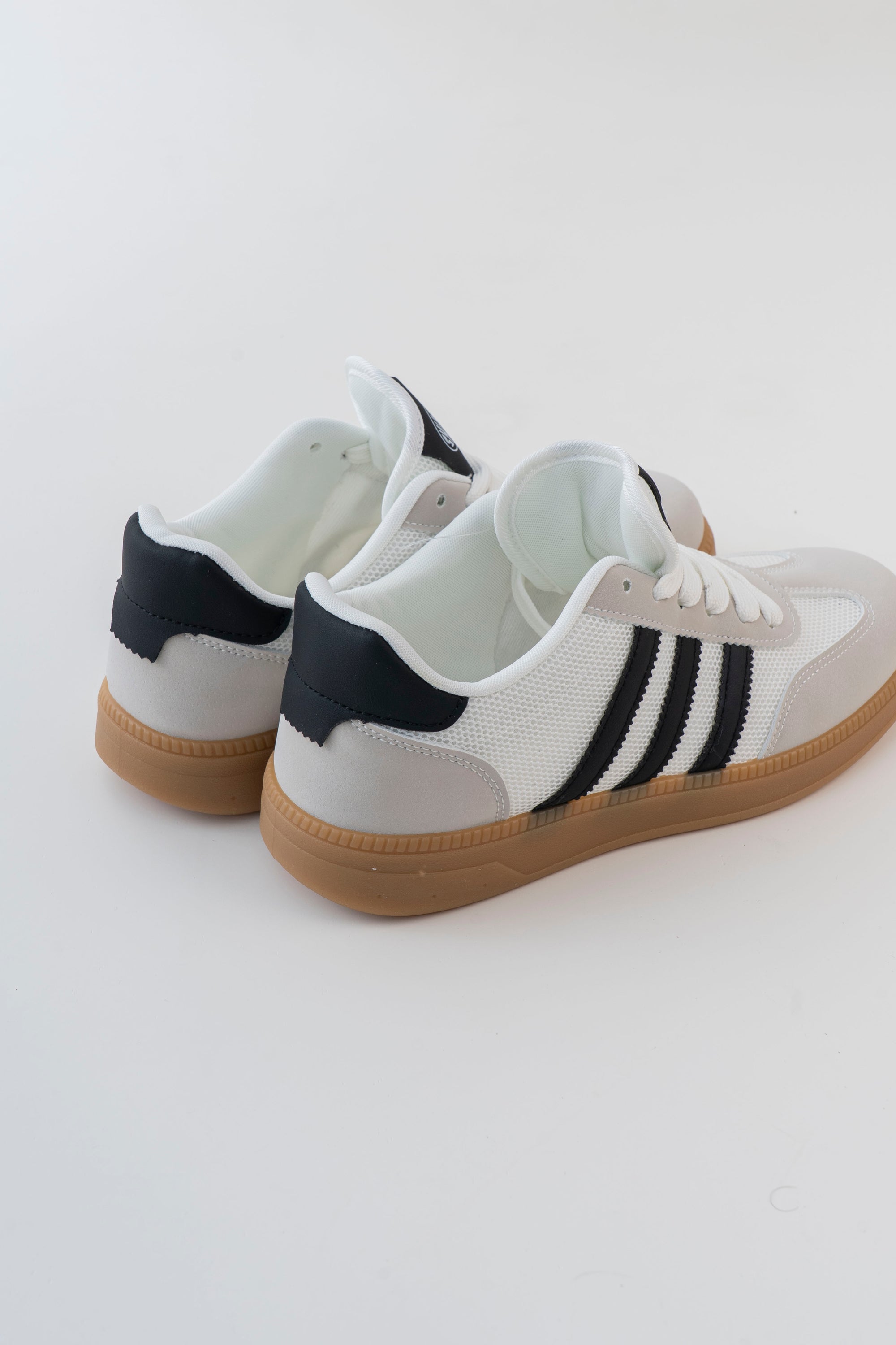 Men's White Sneakers with Black Stripes