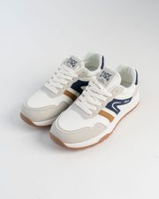 Men's Off-White Sneakers with Navy and Tan Accents