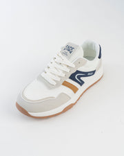 Men's Off-White Sneakers with Navy and Tan Accents