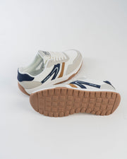 Men's Off-White Sneakers with Navy and Tan Accents