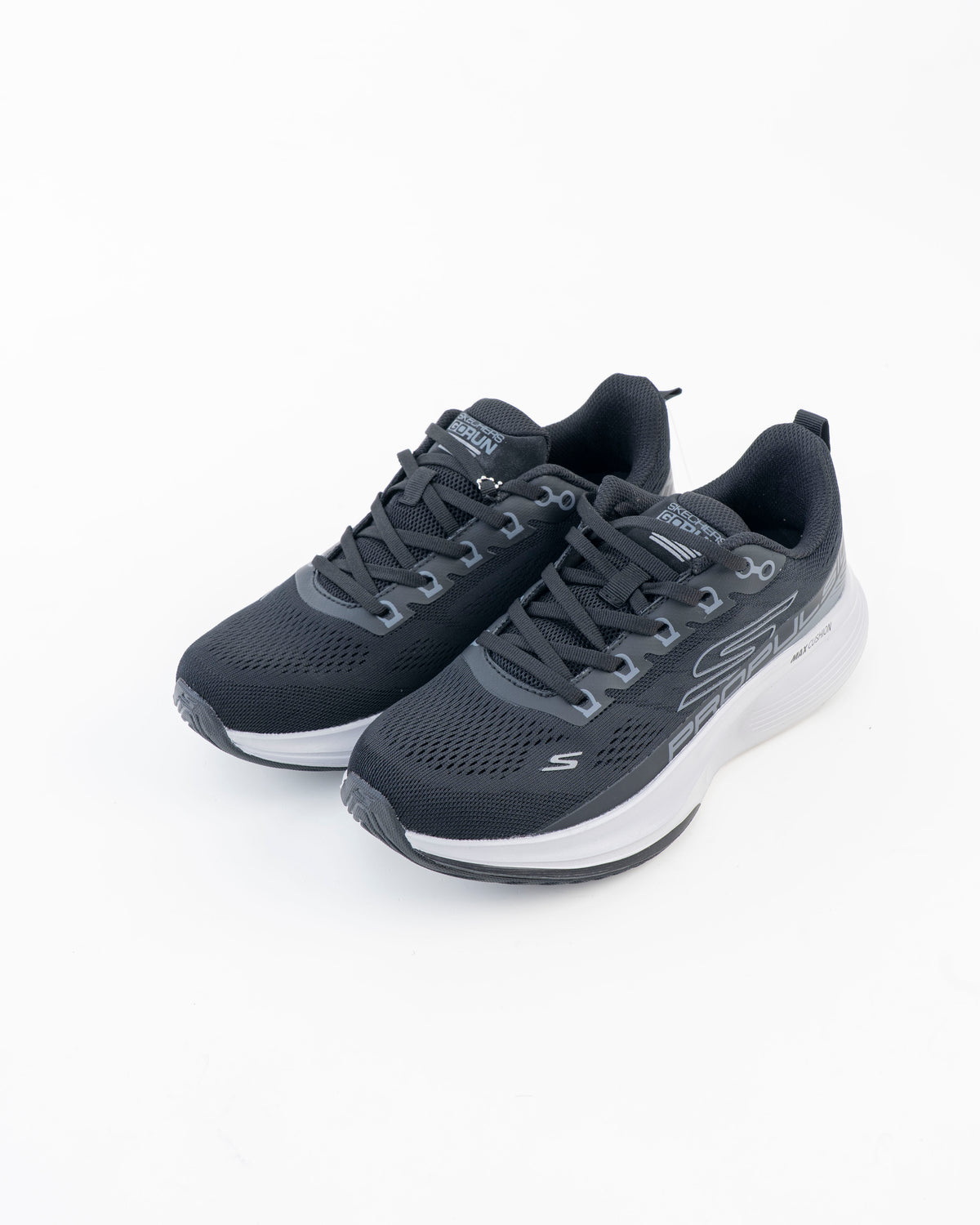 Angled view of black Skechers GO RUN Propulsion sneaker