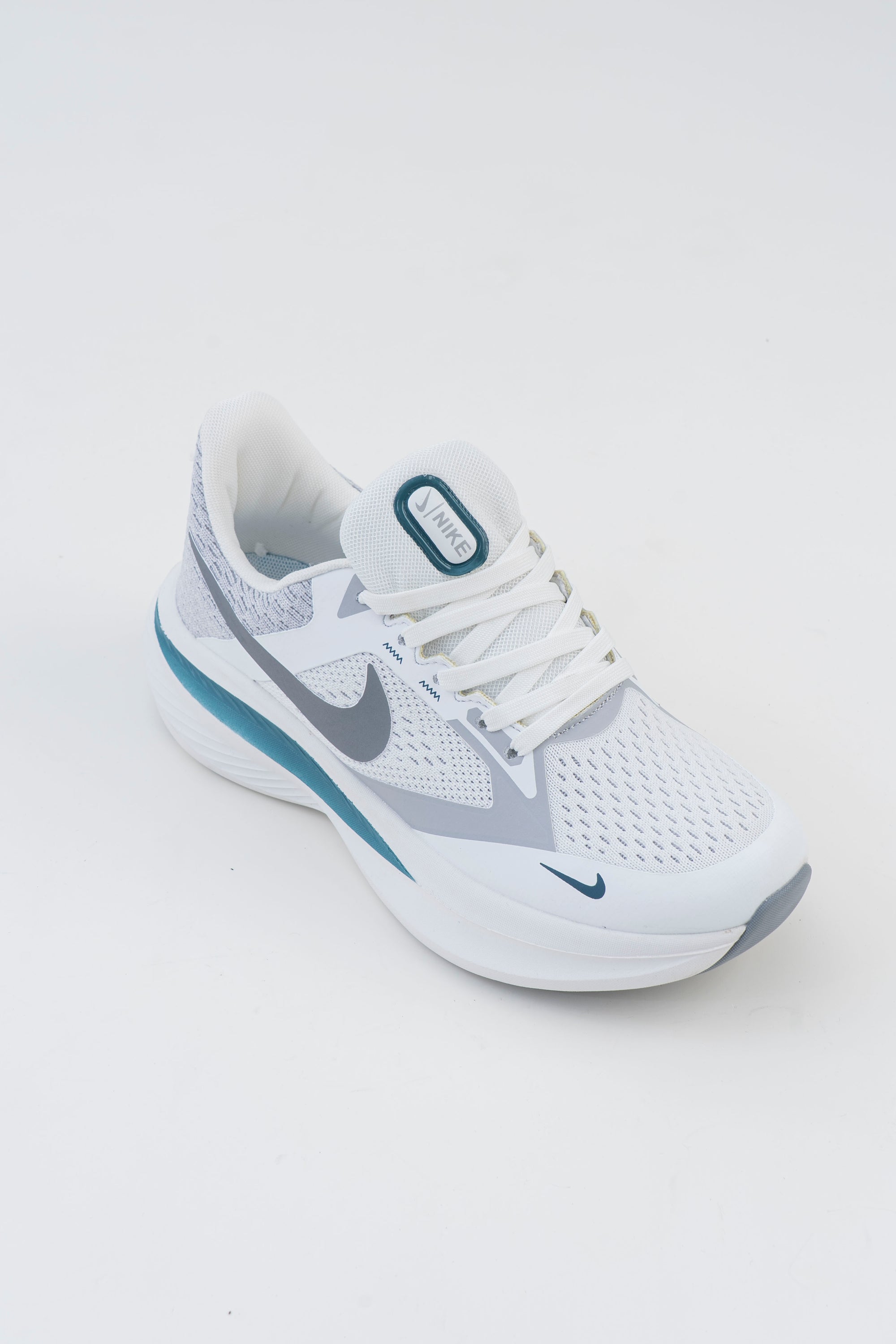 Men's White & Grey Mesh Running Sneakers
