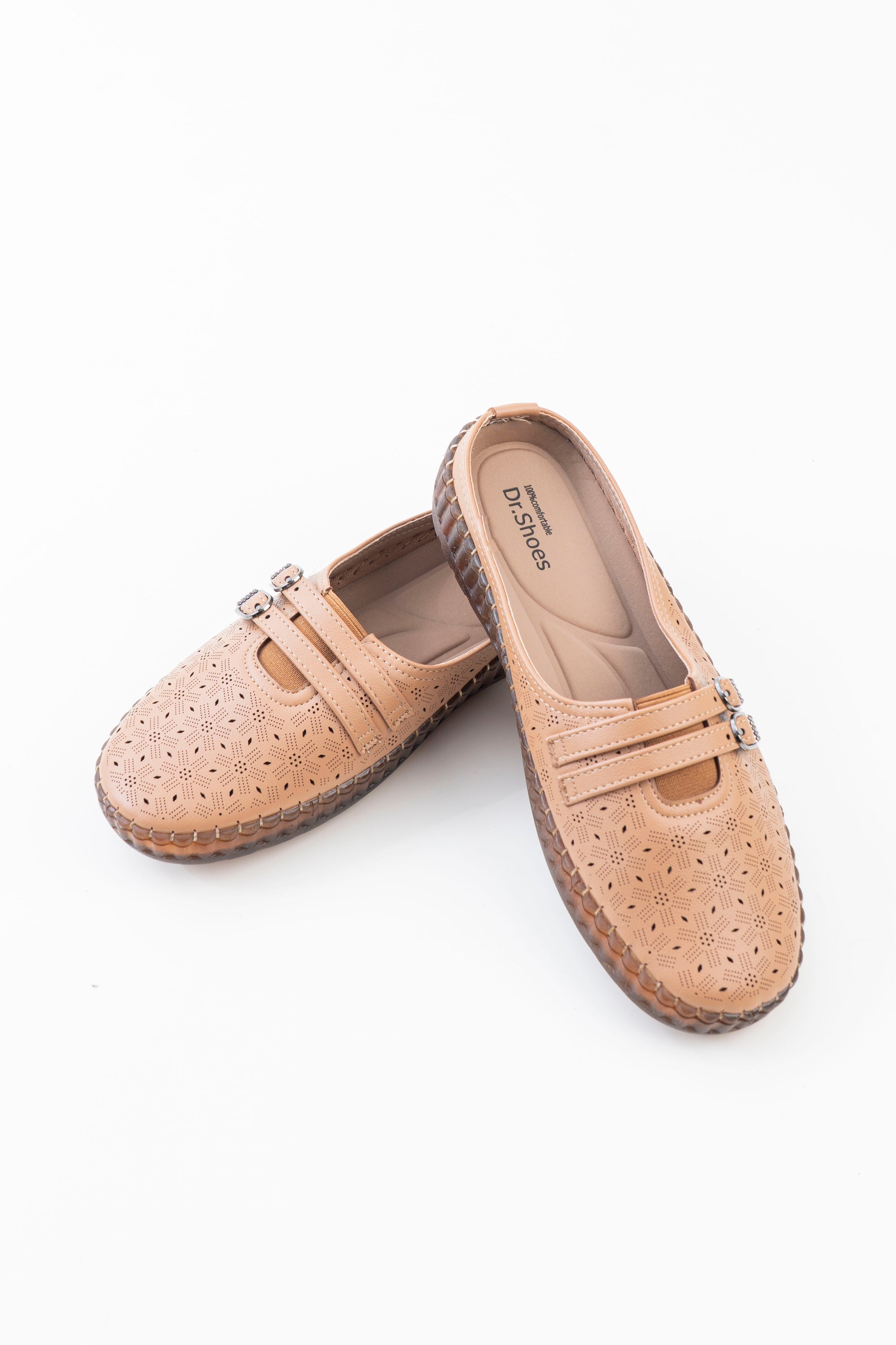 Buckle Strap Half Shoe Ladies - Beige