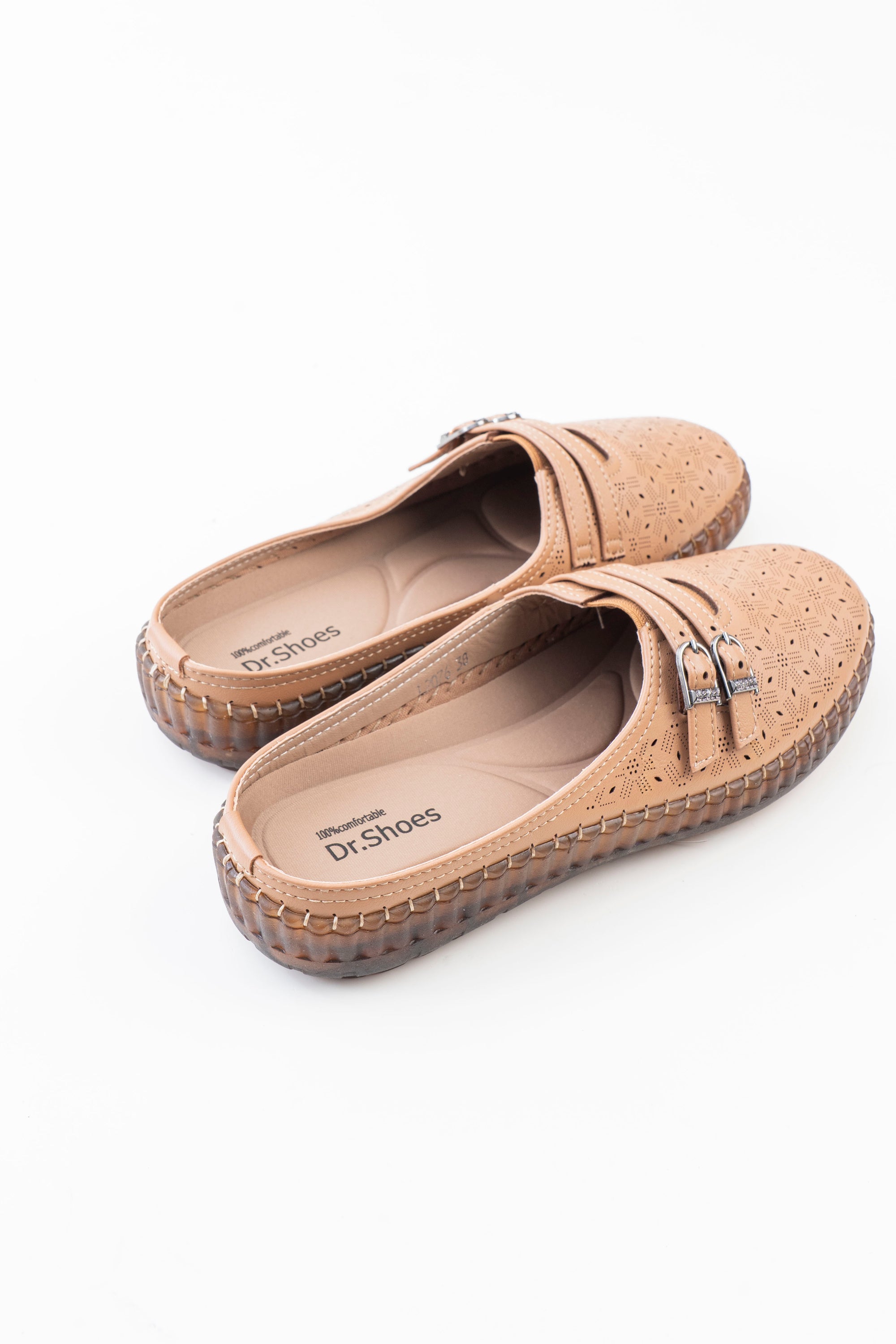 Buckle Strap Half Shoe Ladies - Beige