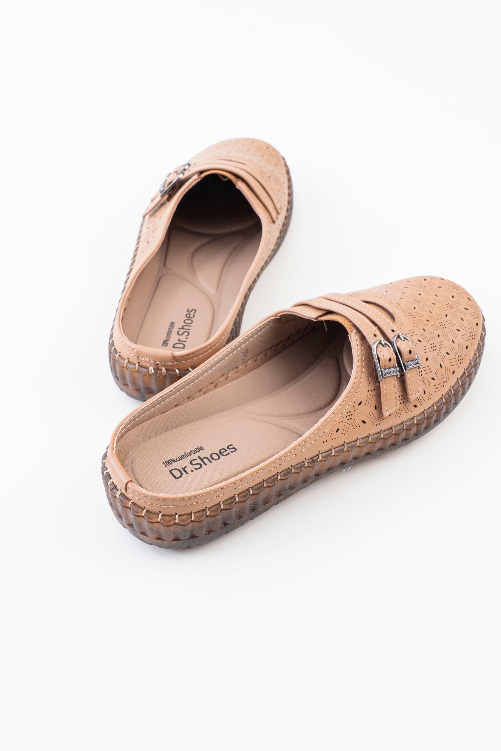 Buckle Strap Half Shoe Ladies - Beige