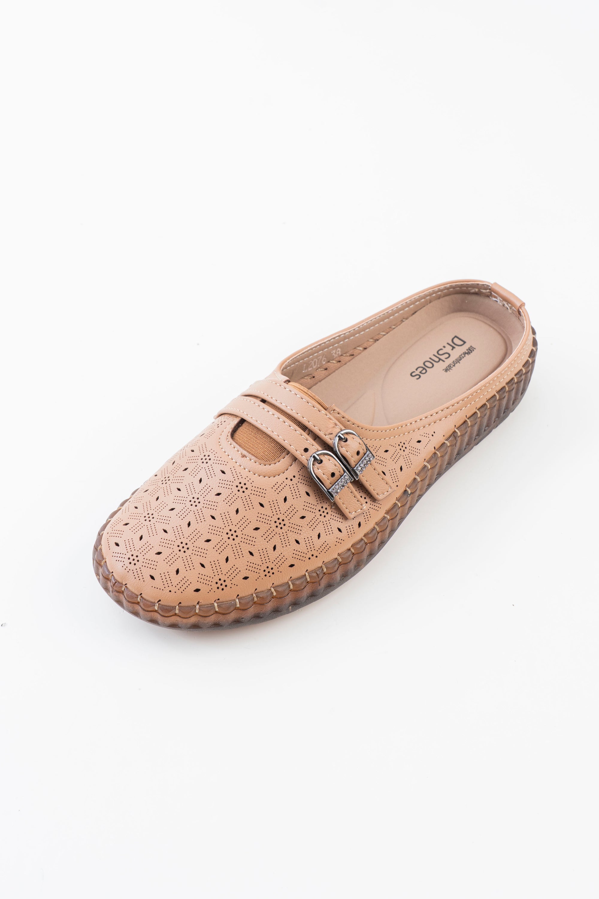Buckle Strap Half Shoe Ladies - Beige