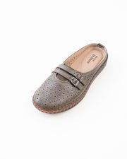 Buckle Strap Half Shoe Ladies - Olive