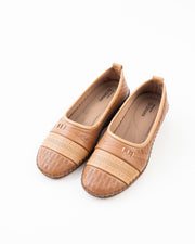 Perforated Wedge Comfort Flat Ladies - Camel