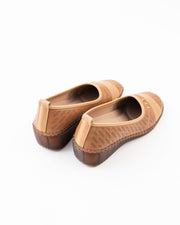Perforated Wedge Comfort Flat Ladies - Camel