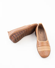 Perforated Wedge Comfort Flat Ladies - Camel