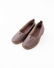 Perforated Wedge Comfort Flat Ladies - Coffee
