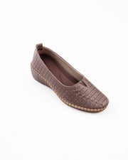 Perforated Wedge Comfort Flat Ladies - Coffee