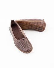 Perforated Wedge Comfort Flat Ladies - Coffee