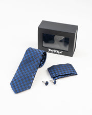 Blue & Black Patterned Tie Set