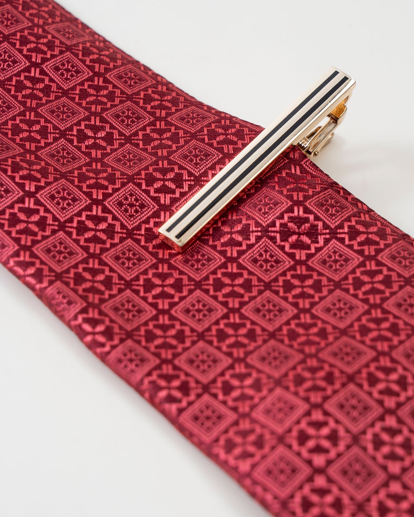 Black Stripe Gold-Tone Tie Clip