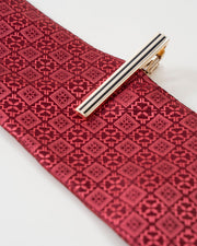 Black Stripe Gold-Tone Tie Clip