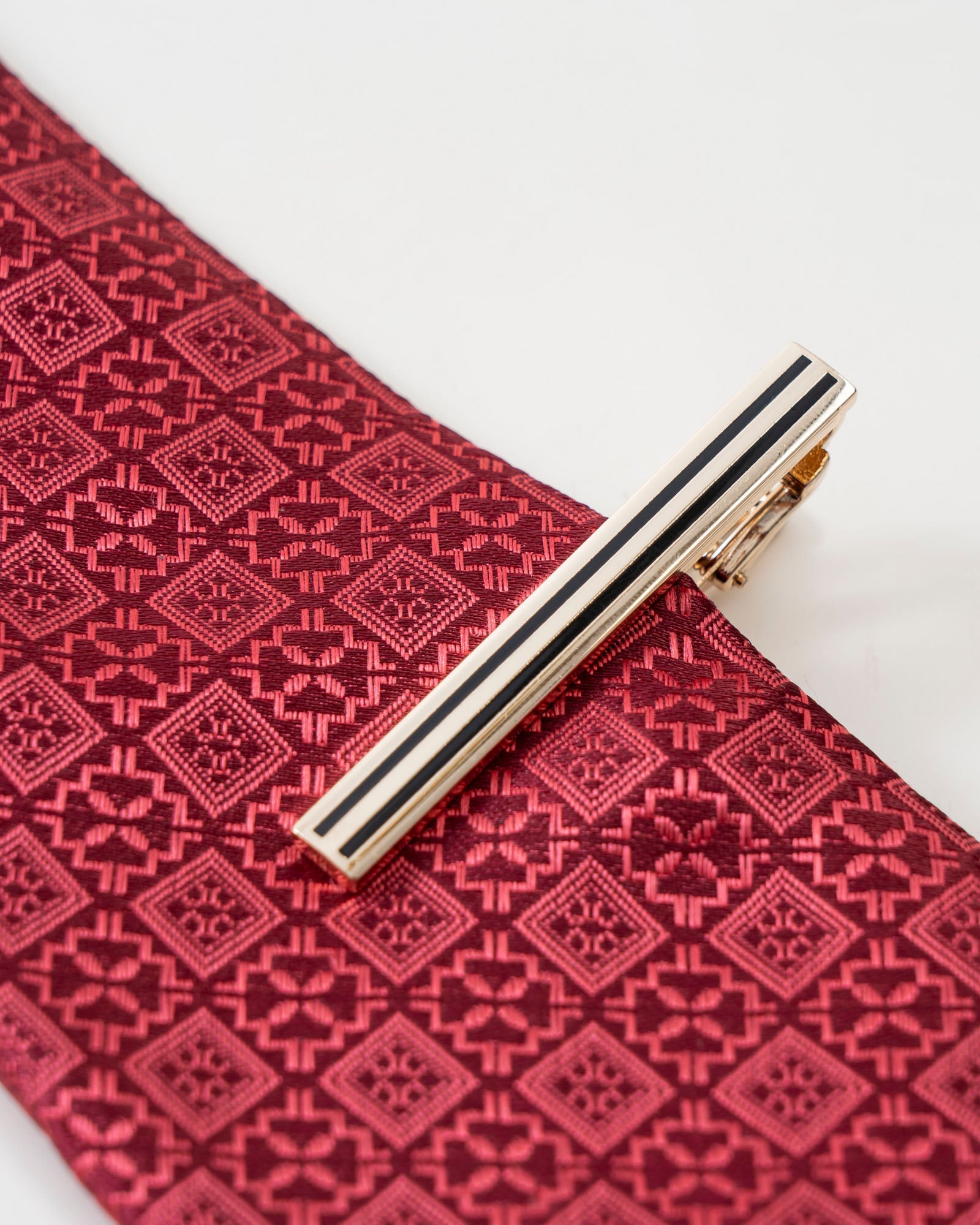 Black Stripe Gold-Tone Tie Clip