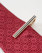 Black Stripe Gold-Tone Tie Clip