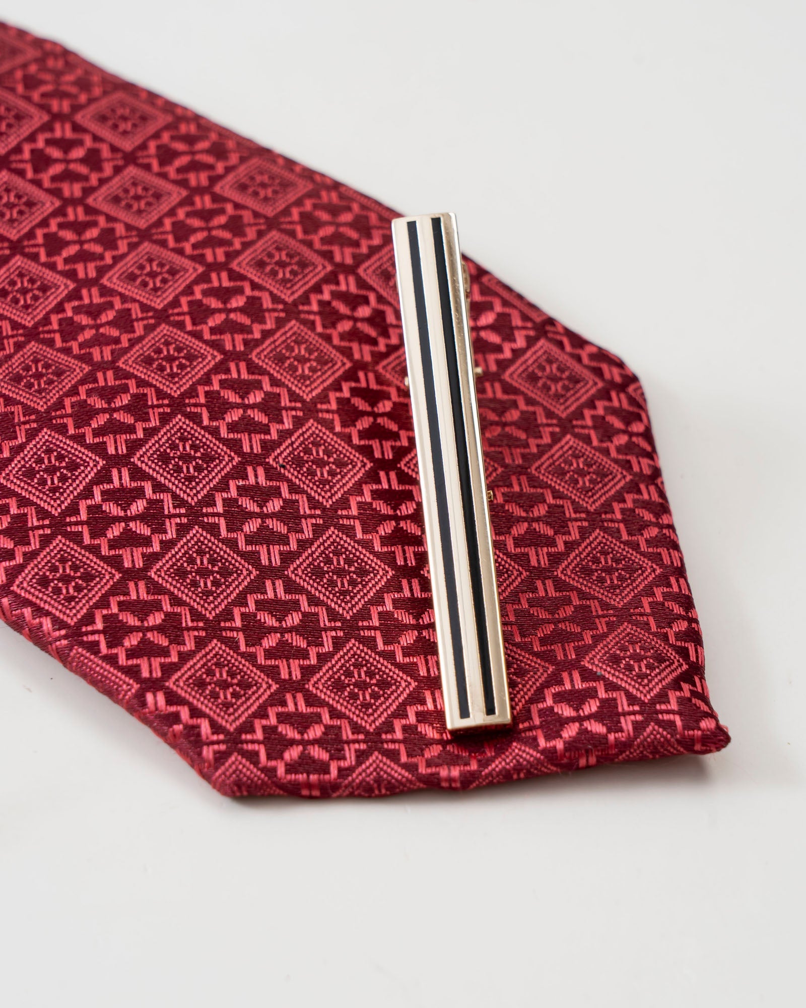 Black Stripe Gold-Tone Tie Clip