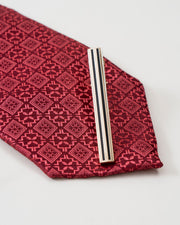 Black Stripe Gold-Tone Tie Clip