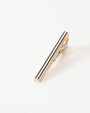 Black Stripe Gold-Tone Tie Clip