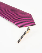 Black Stripe Gold-Tone Tie Clip