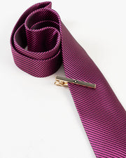 Black Stripe Gold-Tone Tie Clip