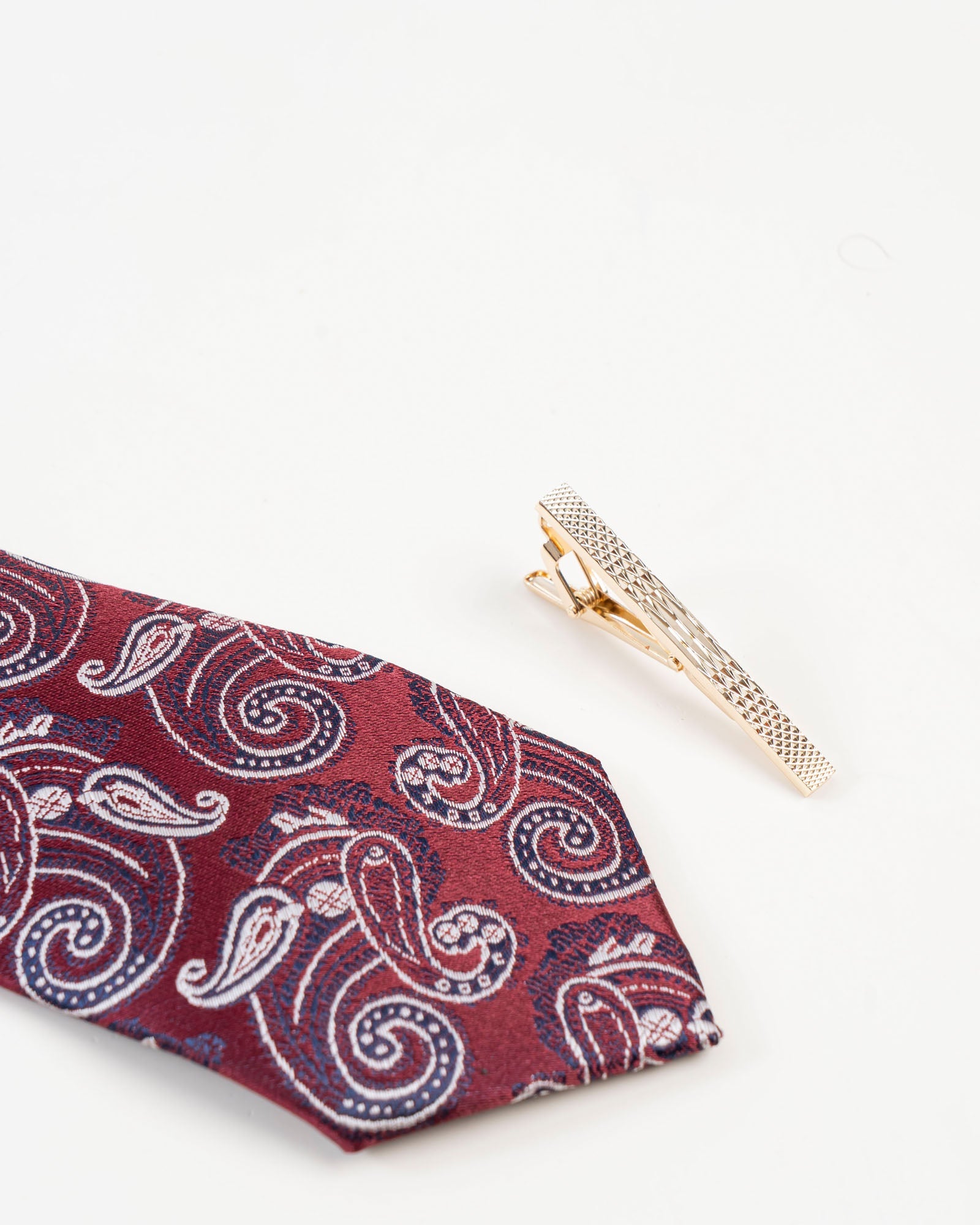 Diamond Textured Gold-Tone Tie Clip