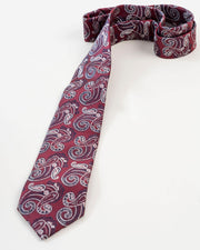 Burgundy Paisley Patterned Tie Set