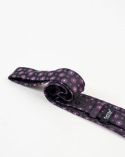 Black & Purple Circular Patterned Tie Set