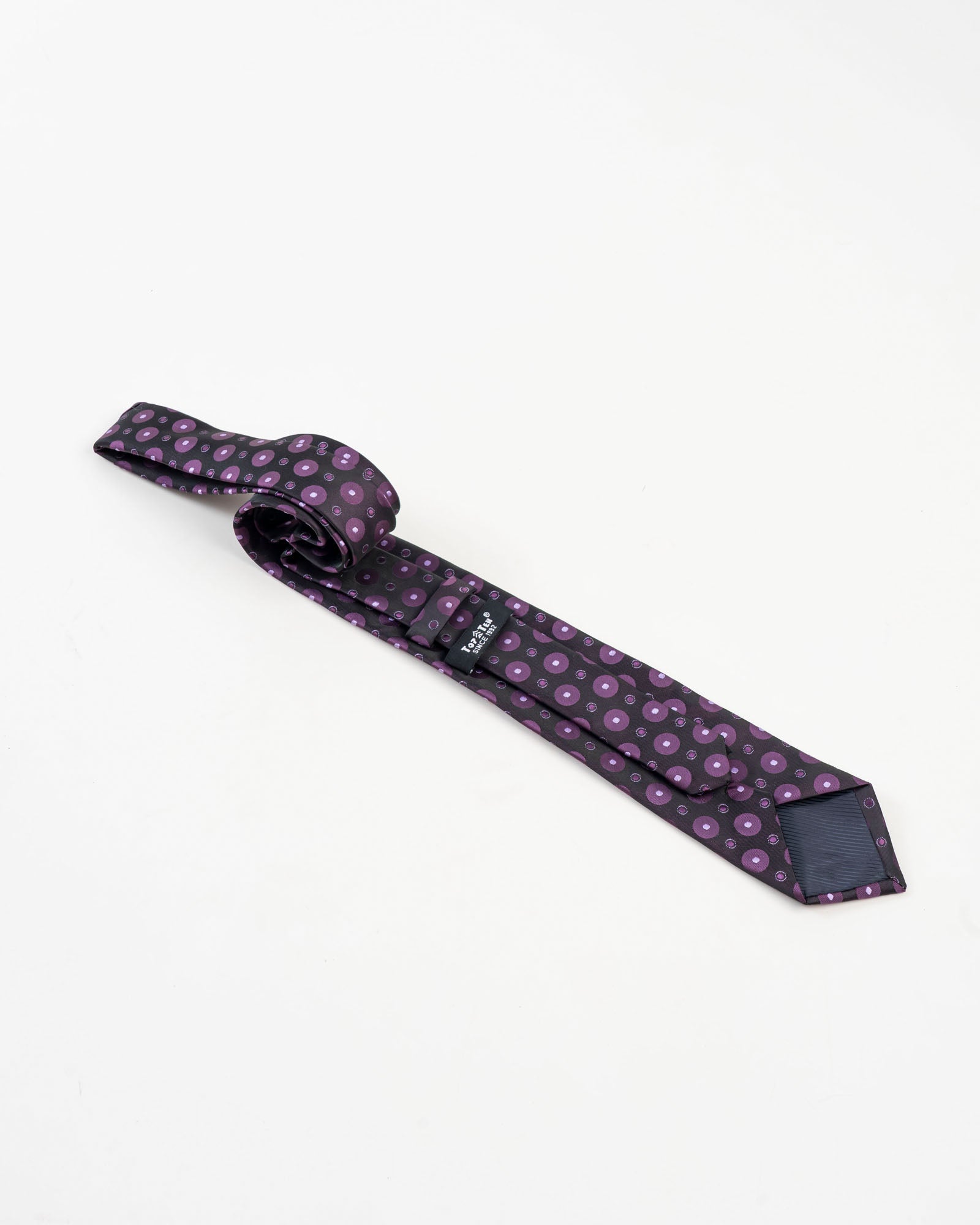Black & Purple Circular Patterned Tie Set
