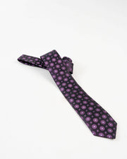 Black & Purple Circular Patterned Tie Set