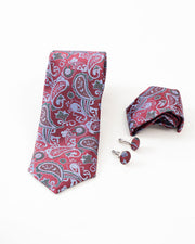Maroon Paisley Patterned Tie Set