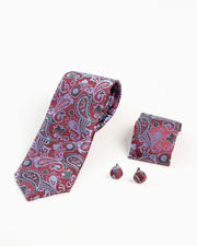 Maroon Paisley Patterned Tie Set