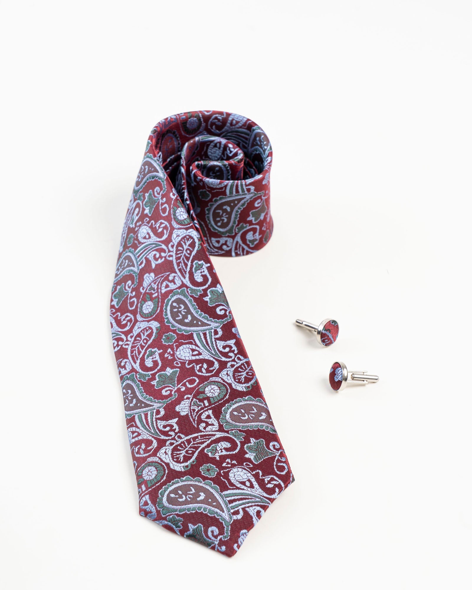 Maroon Paisley Patterned Tie Set