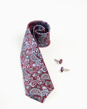 Maroon Paisley Patterned Tie Set