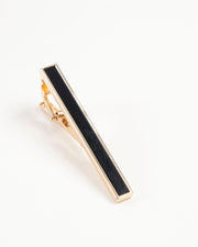 Black Enamel Gold-Tone Tie Clip