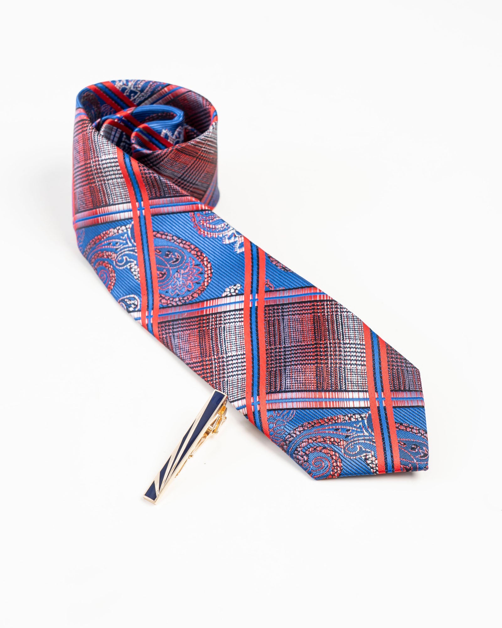 Black Stripe Gold-Tone Tie Clip