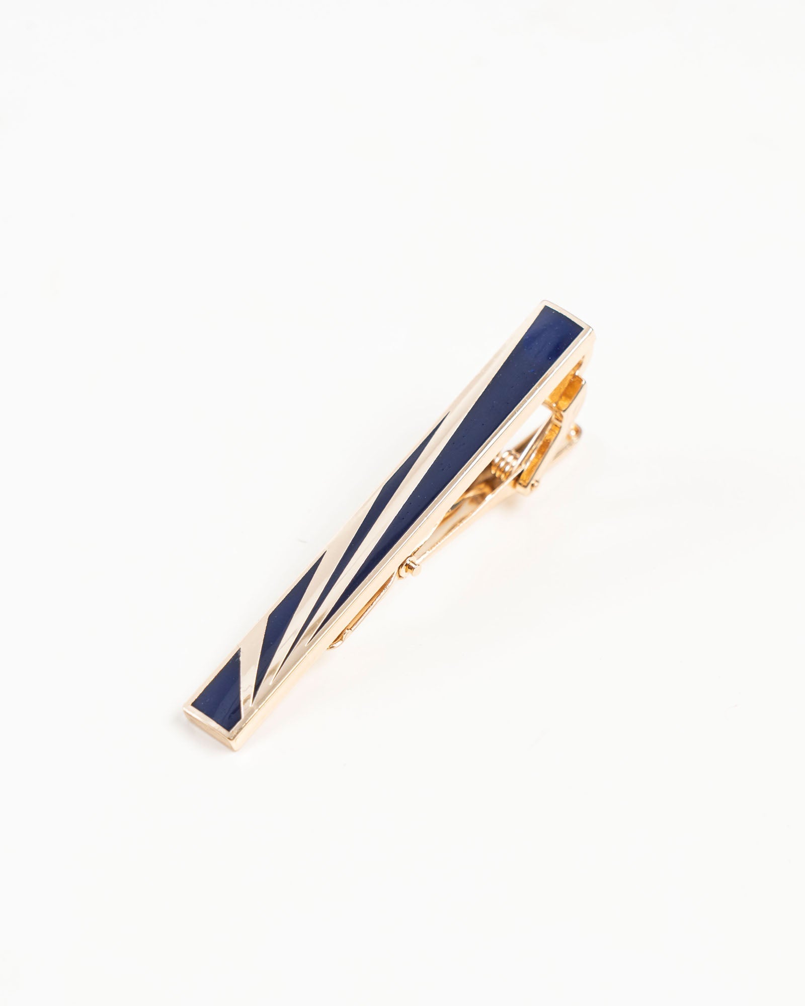 Black Stripe Gold-Tone Tie Clip