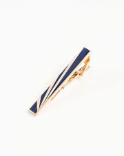 Black Stripe Gold-Tone Tie Clip