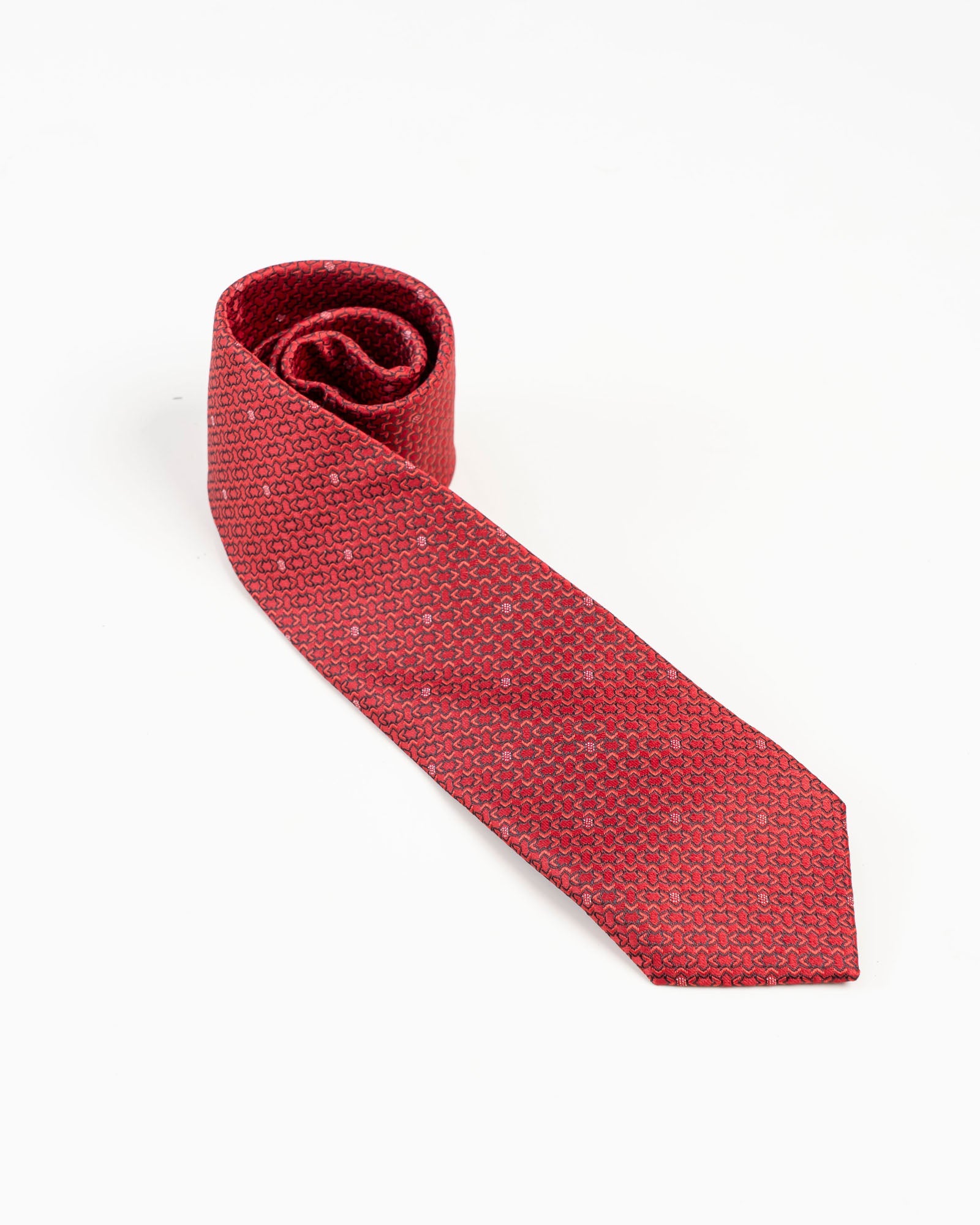 Red Textured Pattern Tie Set