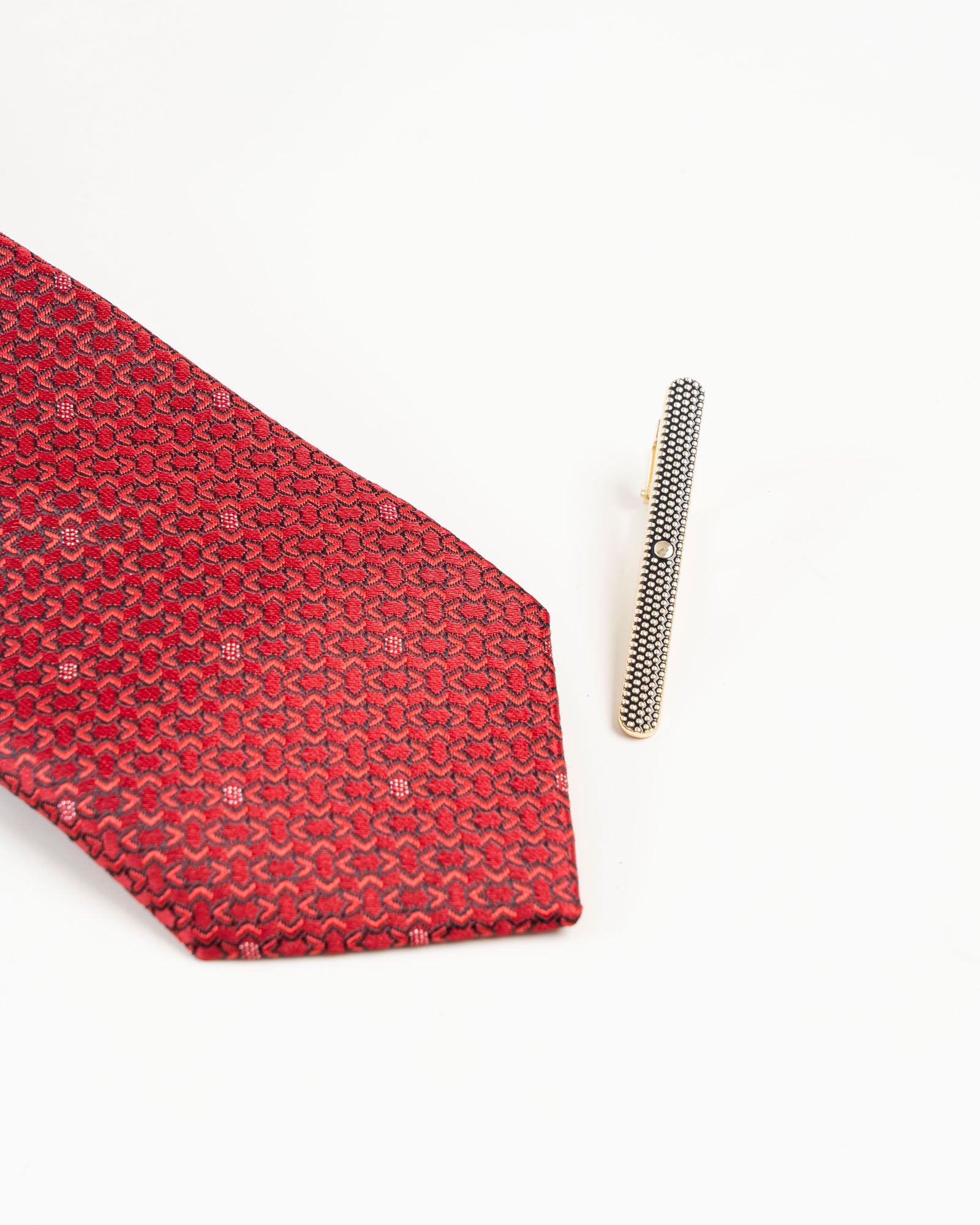 Black Textured Gold-Tone Tie Clip