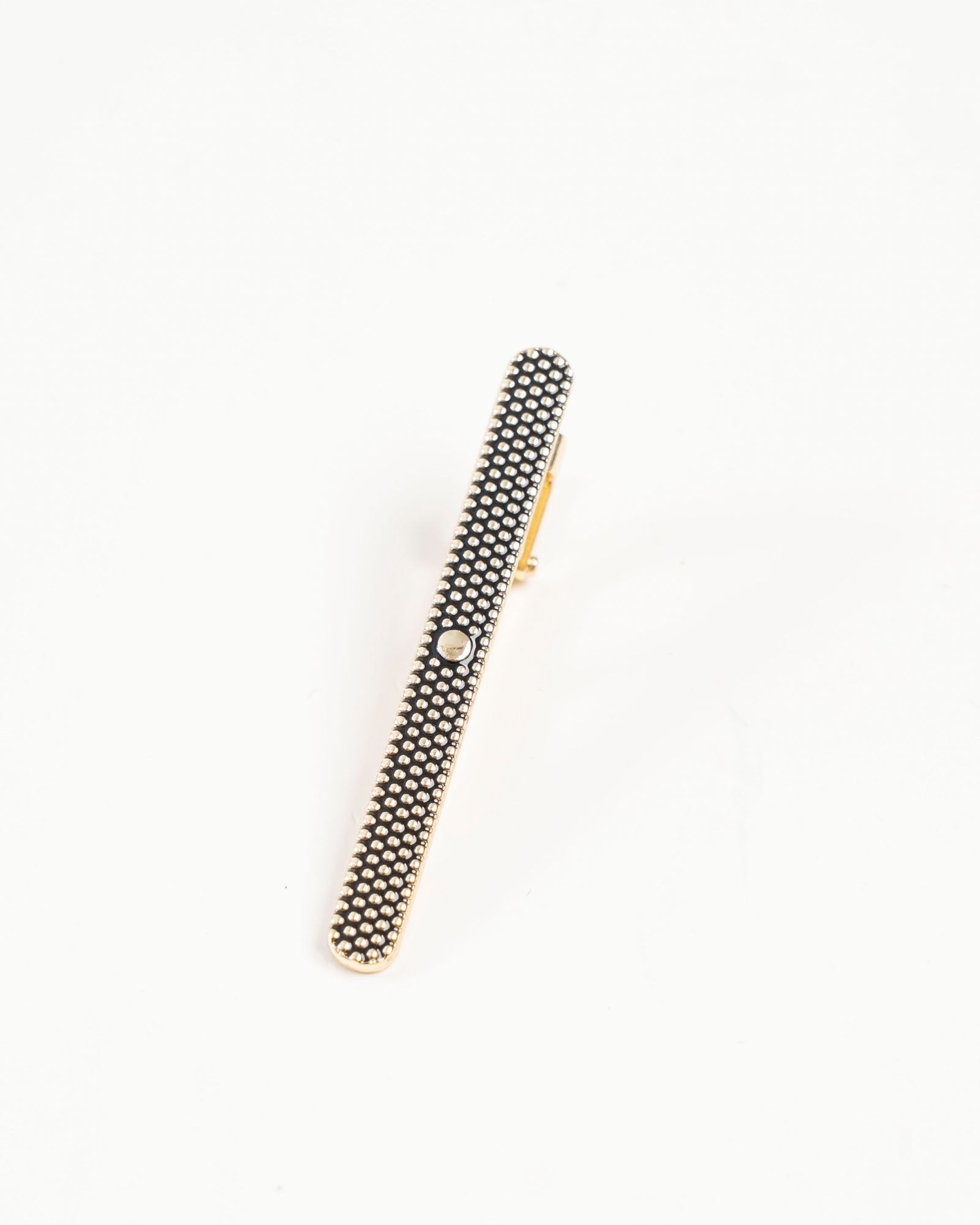 Black Textured Gold-Tone Tie Clip