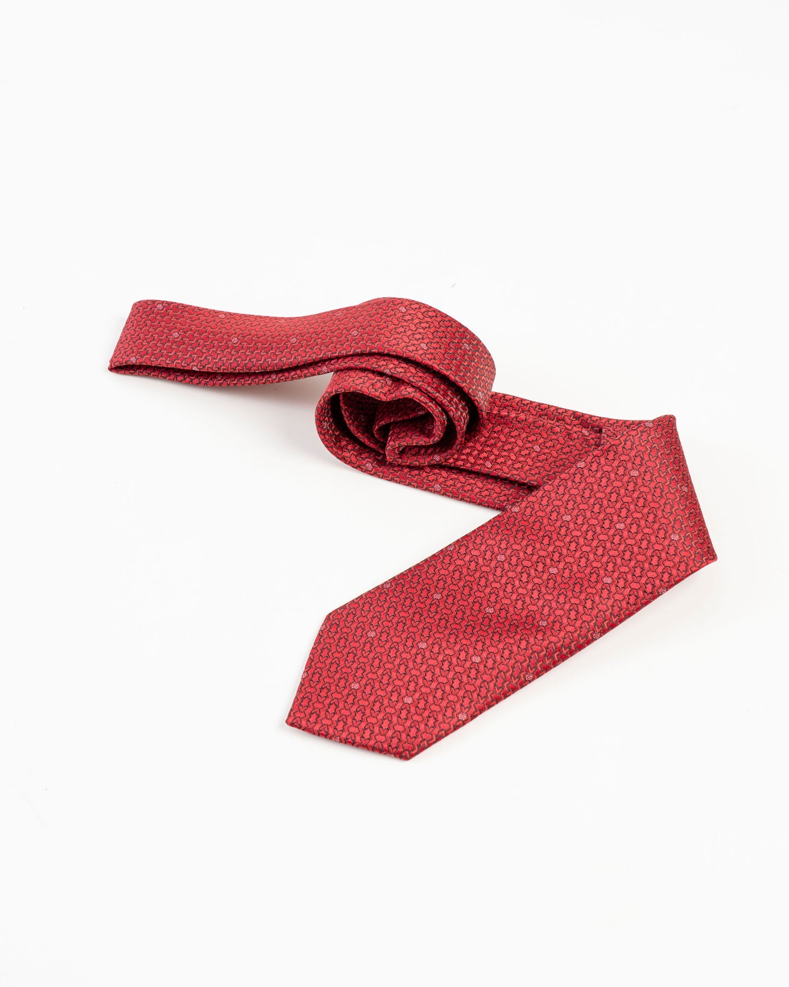 Red Textured Pattern Tie Set