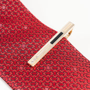 Black Inlay Crystal Gold-Tone Tie Clip