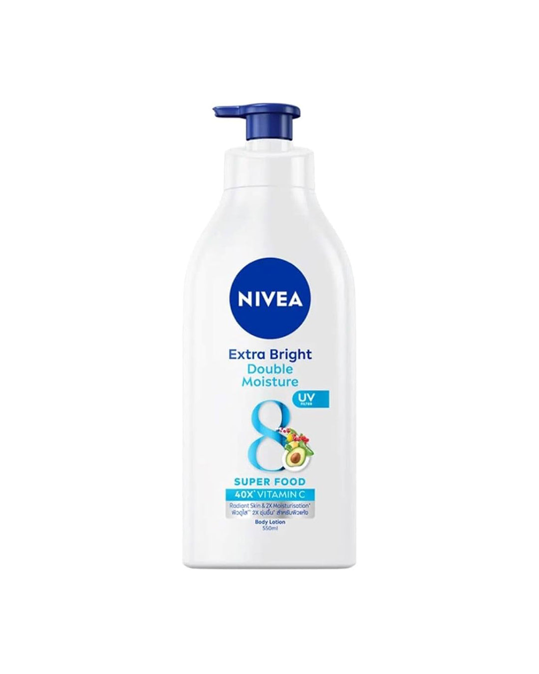 NIVEA Extra Bright Double Moisture Body Lotion 550ml pump bottle