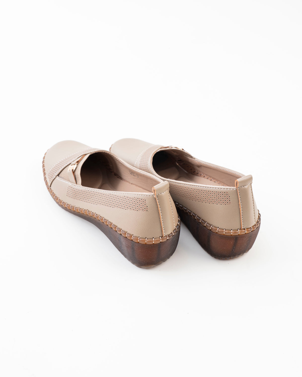 Women's Khaki Slip-On Shoes with Cross-Strap Detail | Dr. Shoes