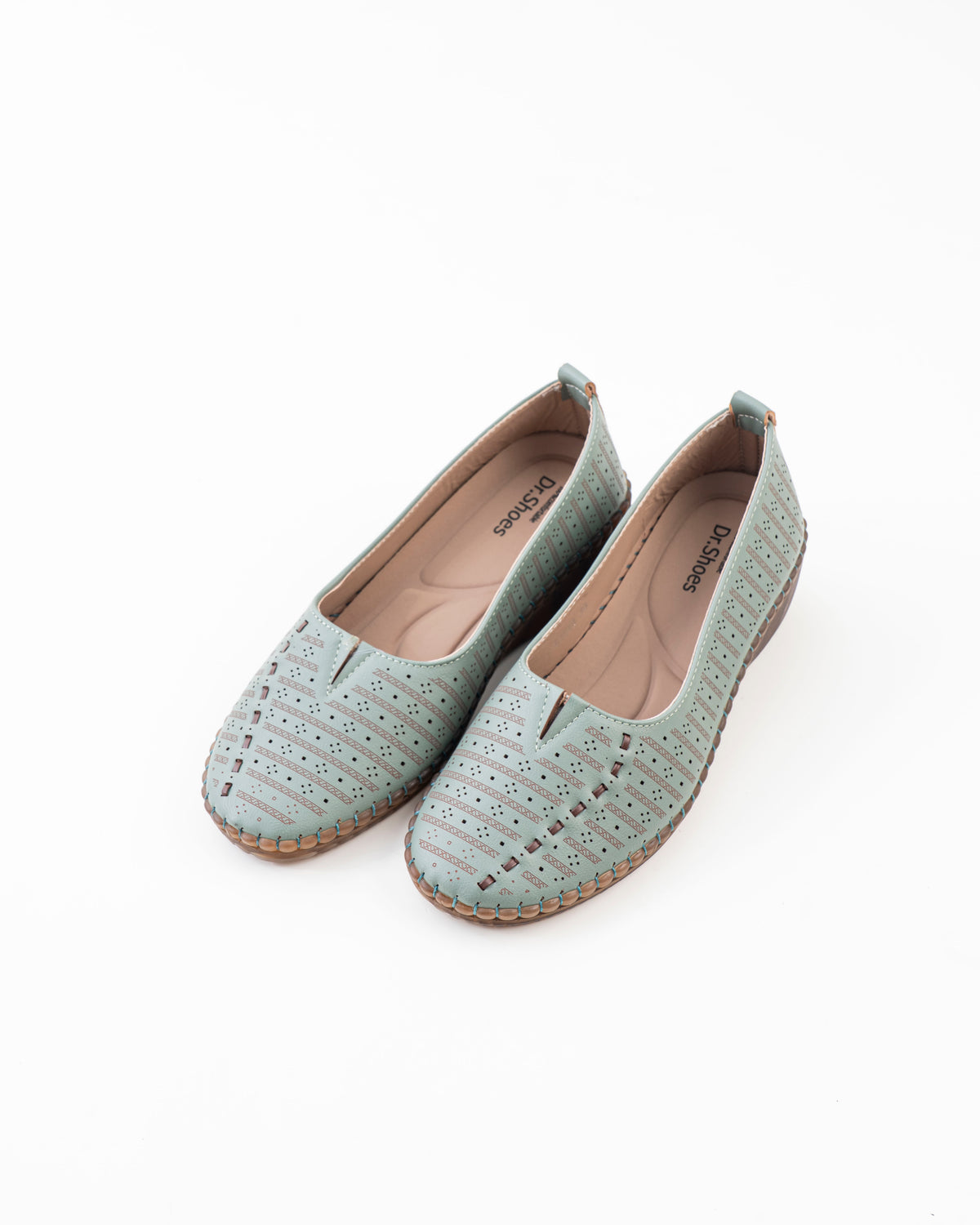 Women's Green Perforated Slip-On Shoes | Dr. Shoes