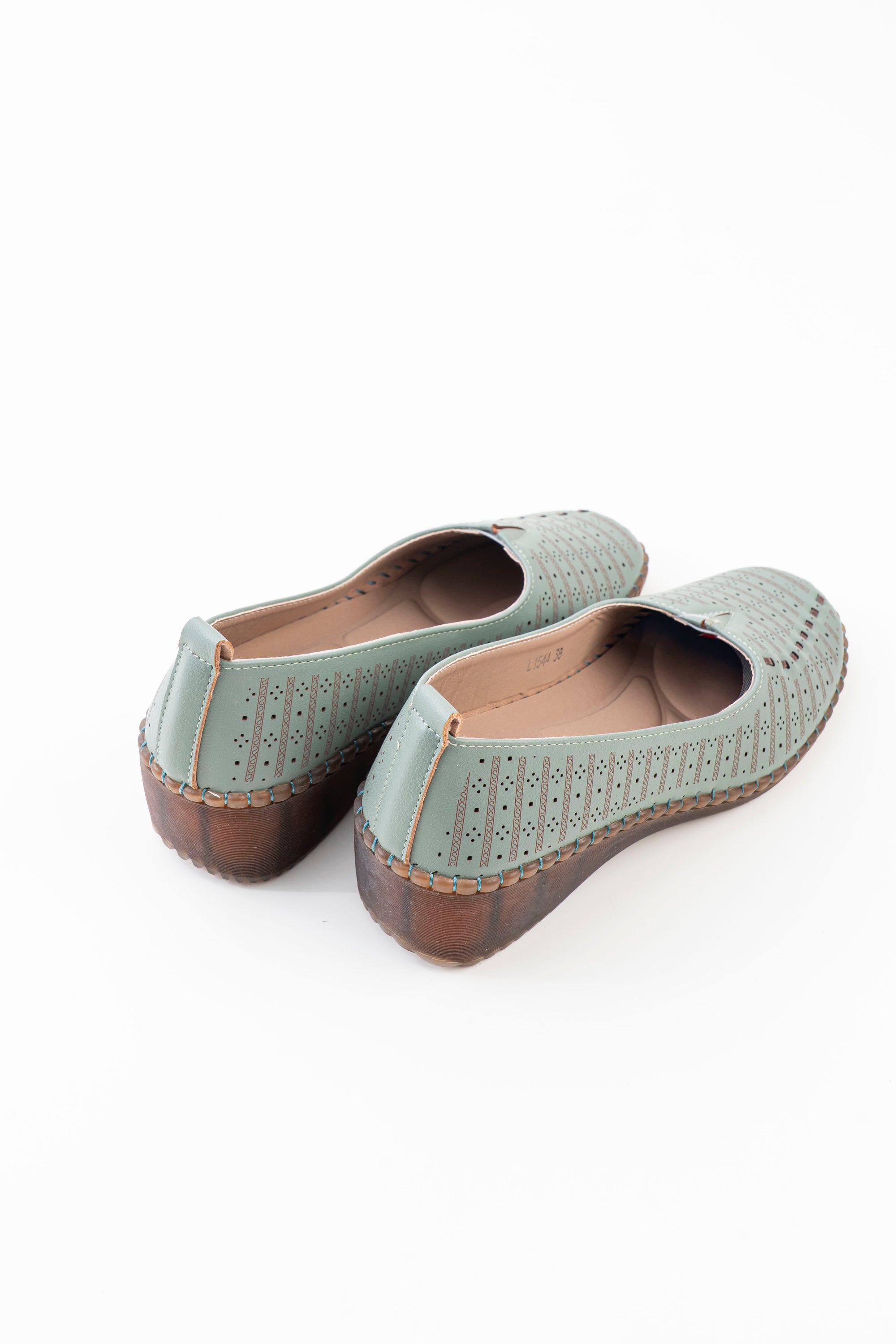 Women's Green Perforated Slip-On Shoes | Dr. Shoes